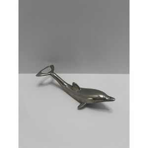 Silver Plated Dolphin Shaped Bottle Opener With Twist Top Opener Vintage Mcm